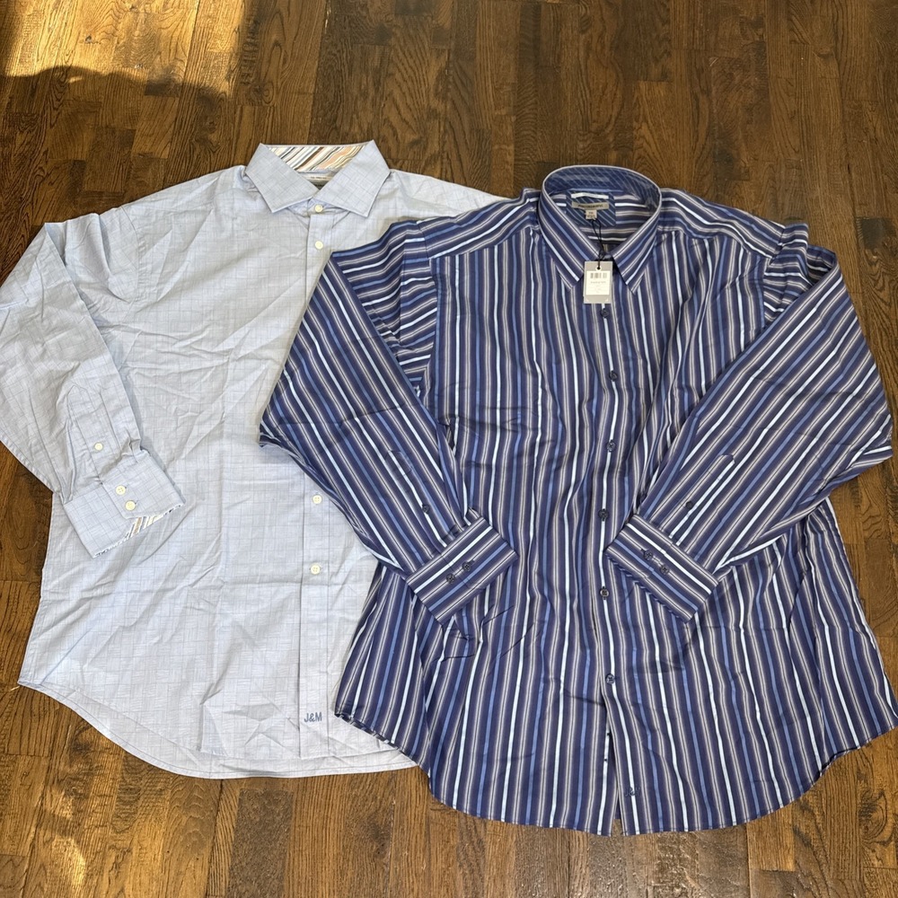Johnston & Murphy XXL Tailored Fit Button‑Up Shirt Bundle NWT NEW 2 Shirts